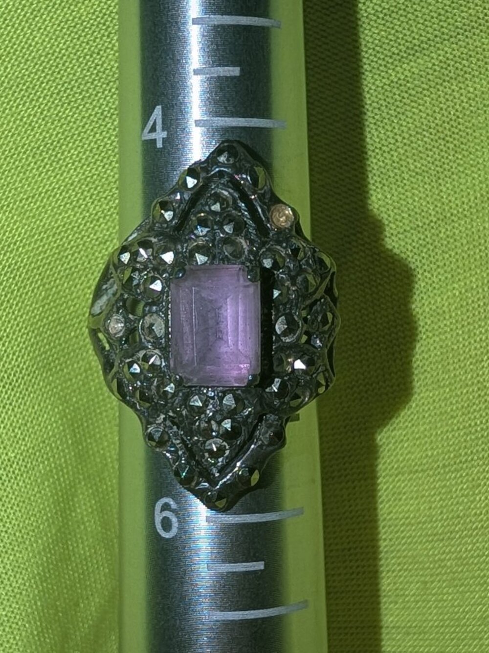Amethyst and marcasite ring size 5